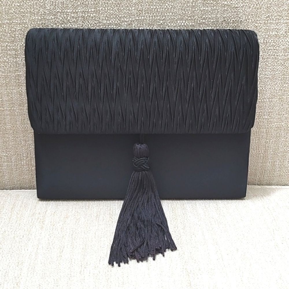 Vintage Sears Black Tassel Evening Shoulder Bag Clutch NWT